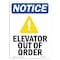 Signmission OSHA Sign, 10" H, Rigid Plastic, Elevator Out Of Order Sign With Symbol, Portrait, V-11736 OS-NS-P-710-V-11736 - alternate 1